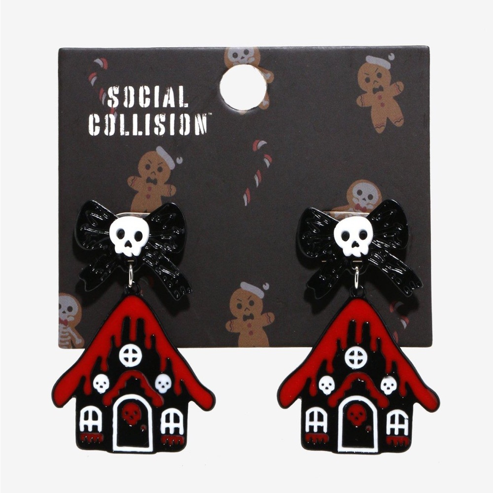 Social Collision Goth Gingerbread House Drop Earrings Hot Topic Christmas